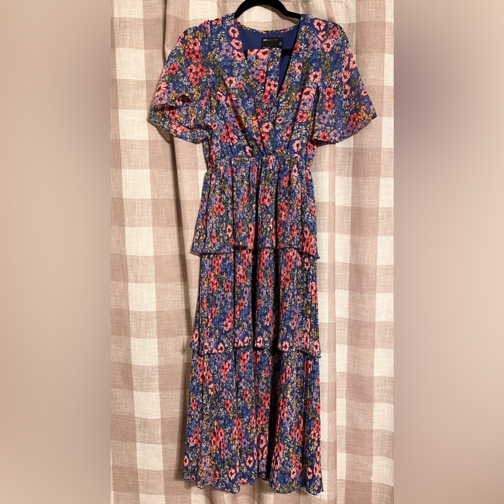 ASOS plissé, tiered floral dress LIKE NEW